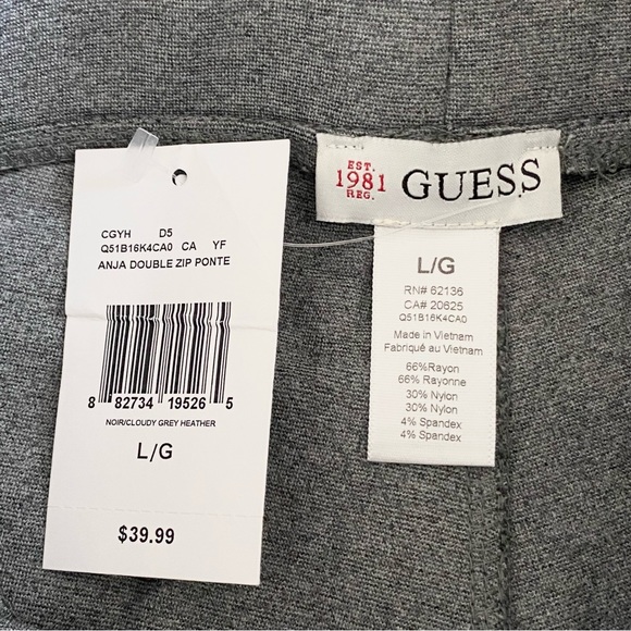 Guess | Women’s Gray Anja Double Zip Ponte Leggings - Picture 4 of 5